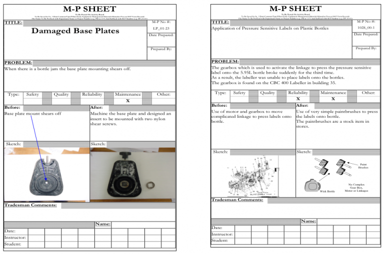 Mp Condition Card Examples MP stands for Maintenance Prevention – Lean Manufacturing