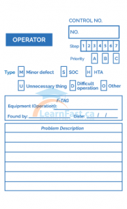 Blue Fuguai tag used to identify operator-owned abnormalities and minor defects
