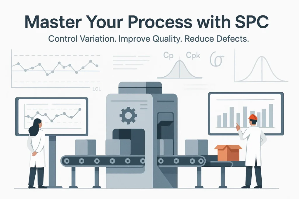 SPC chart concept for Six Sigma process stability